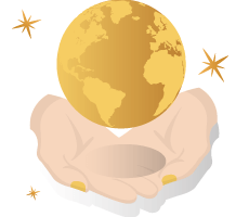image of a globe above open hands